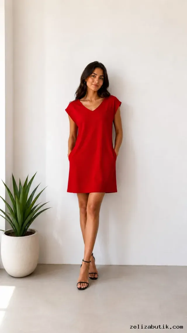 Zeliza Butik — kırmızı günlük elbise